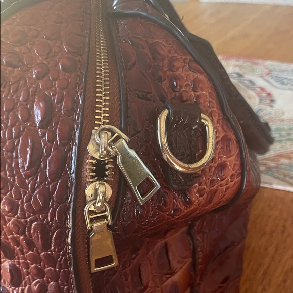Brahmin Rich Brown Embossed Satchel - Picture 9 of 11